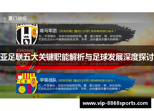 亚足联五大关键职能解析与足球发展深度探讨